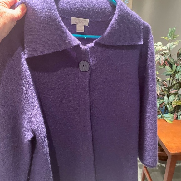 Ladies Christopher and Banks 3/4 sleeve jacket purple - Picture 2 of 6